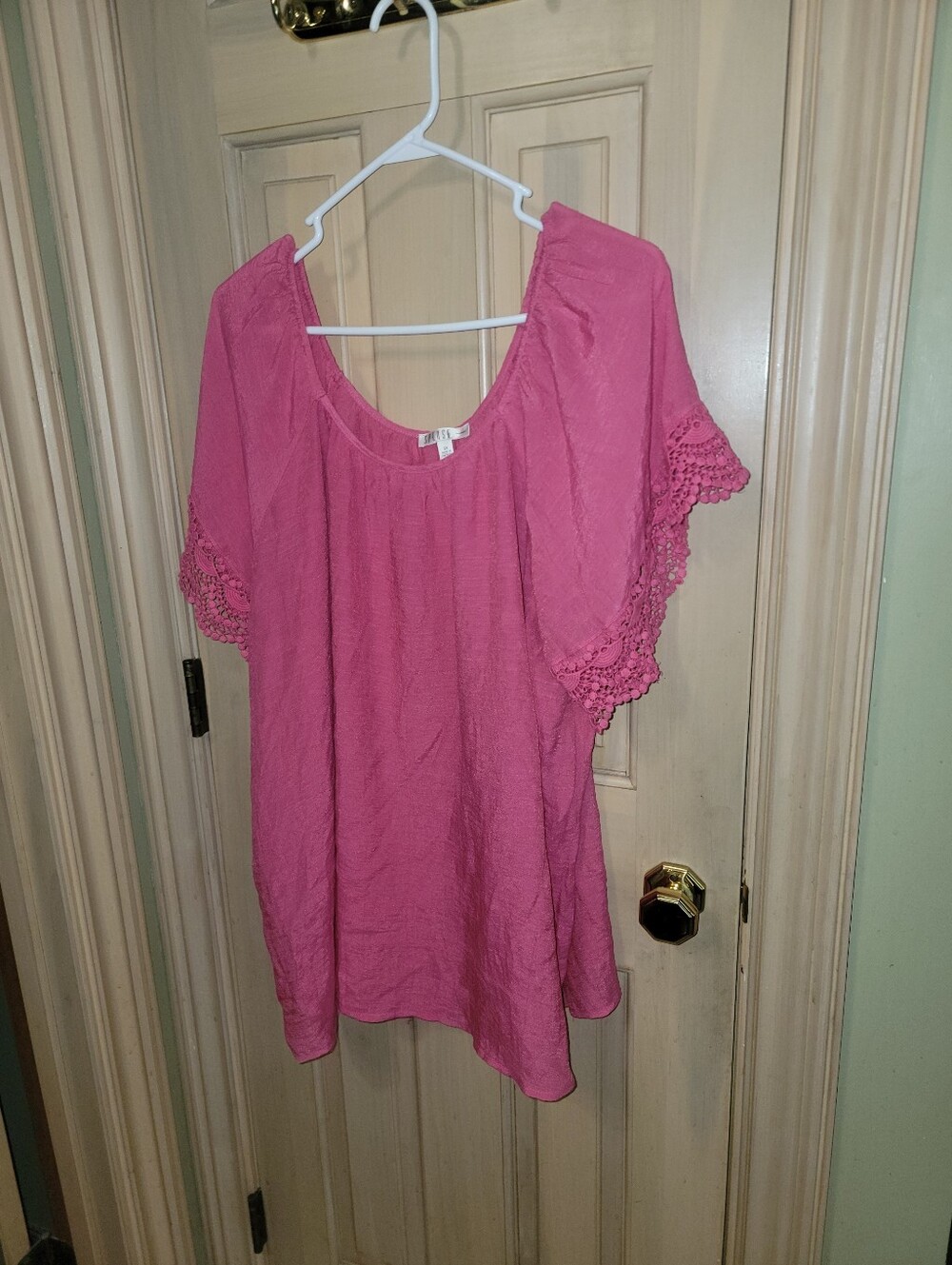 Womens Plus Sz 2X Spense Pink Shirt Lace Detailing On Sleeves